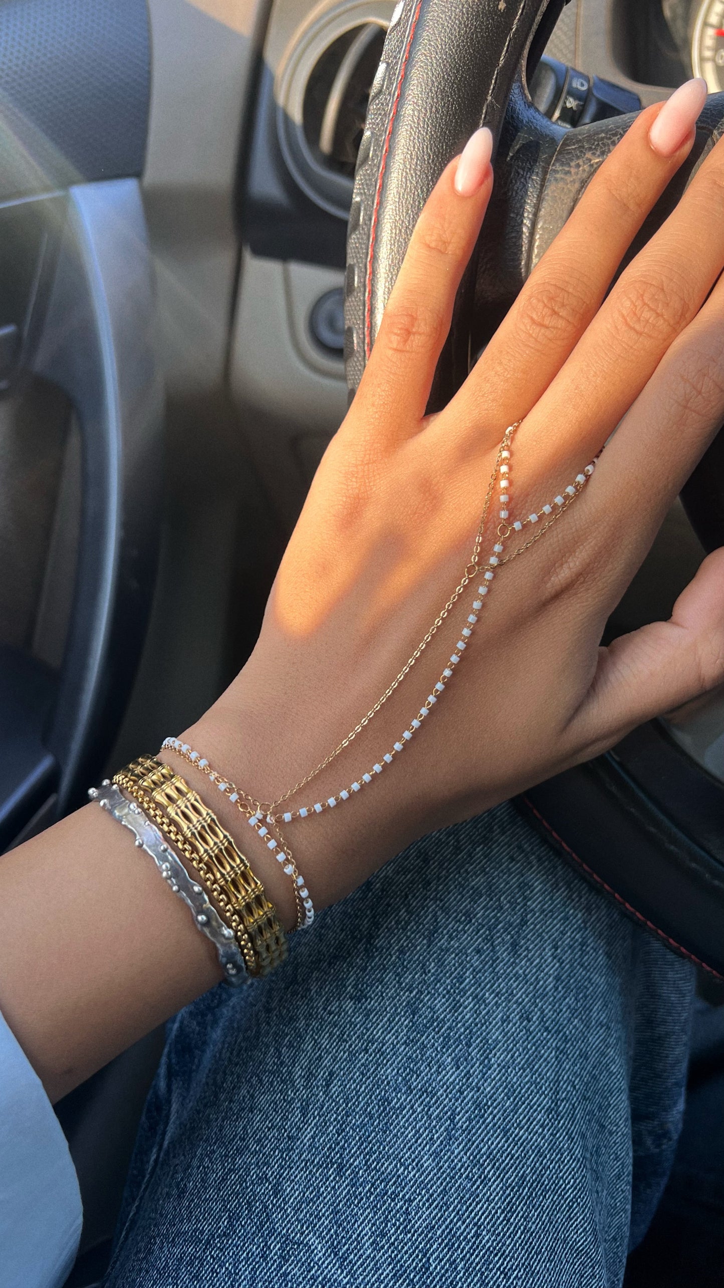 Gold plain hand chains