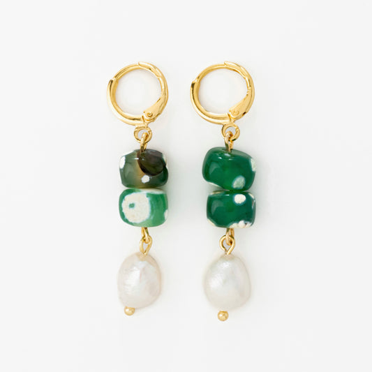 Green flare earrings