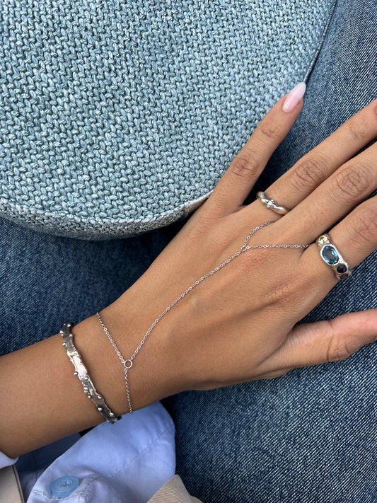 Plain silver hand chain