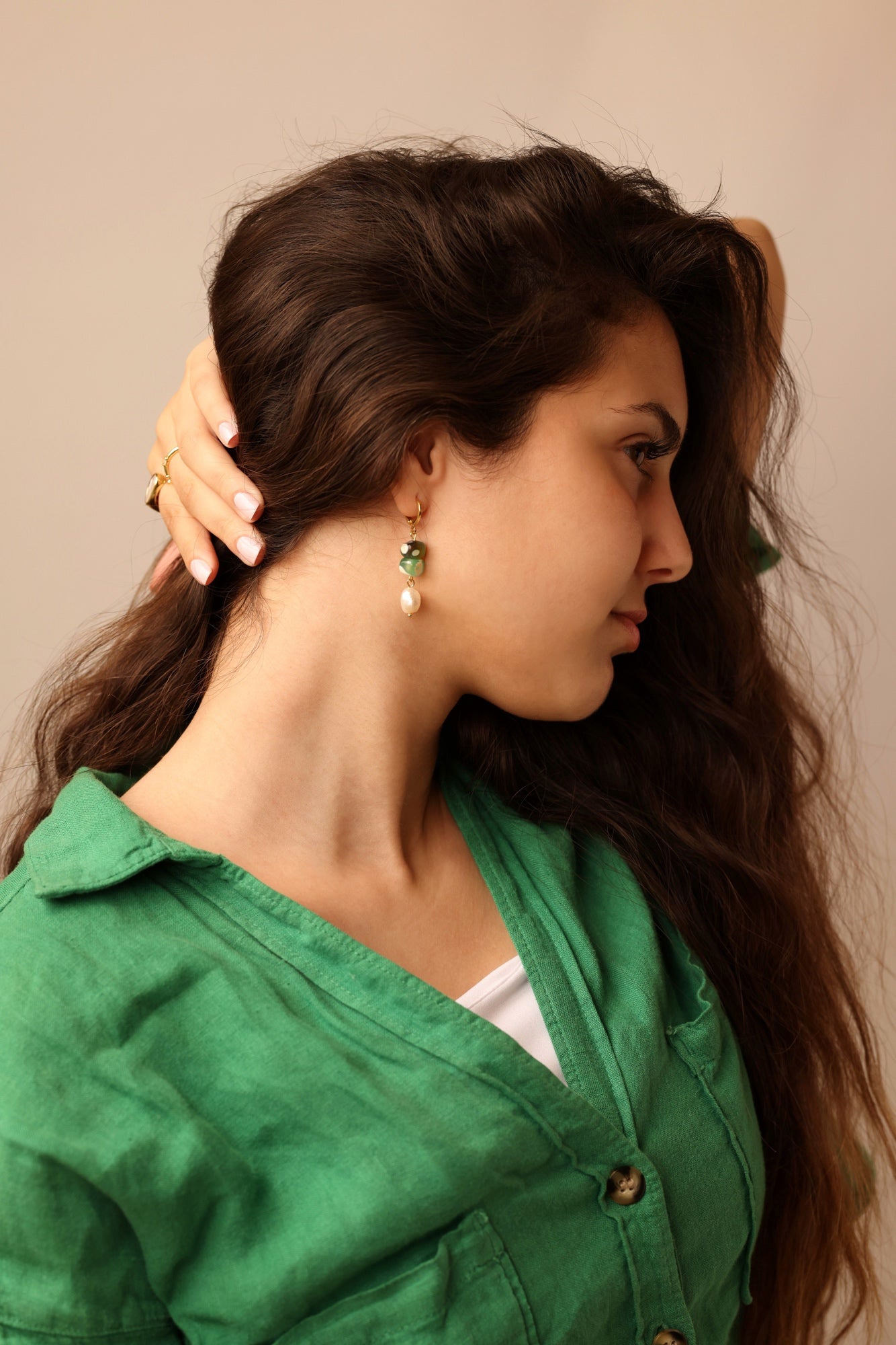 Green flare earrings