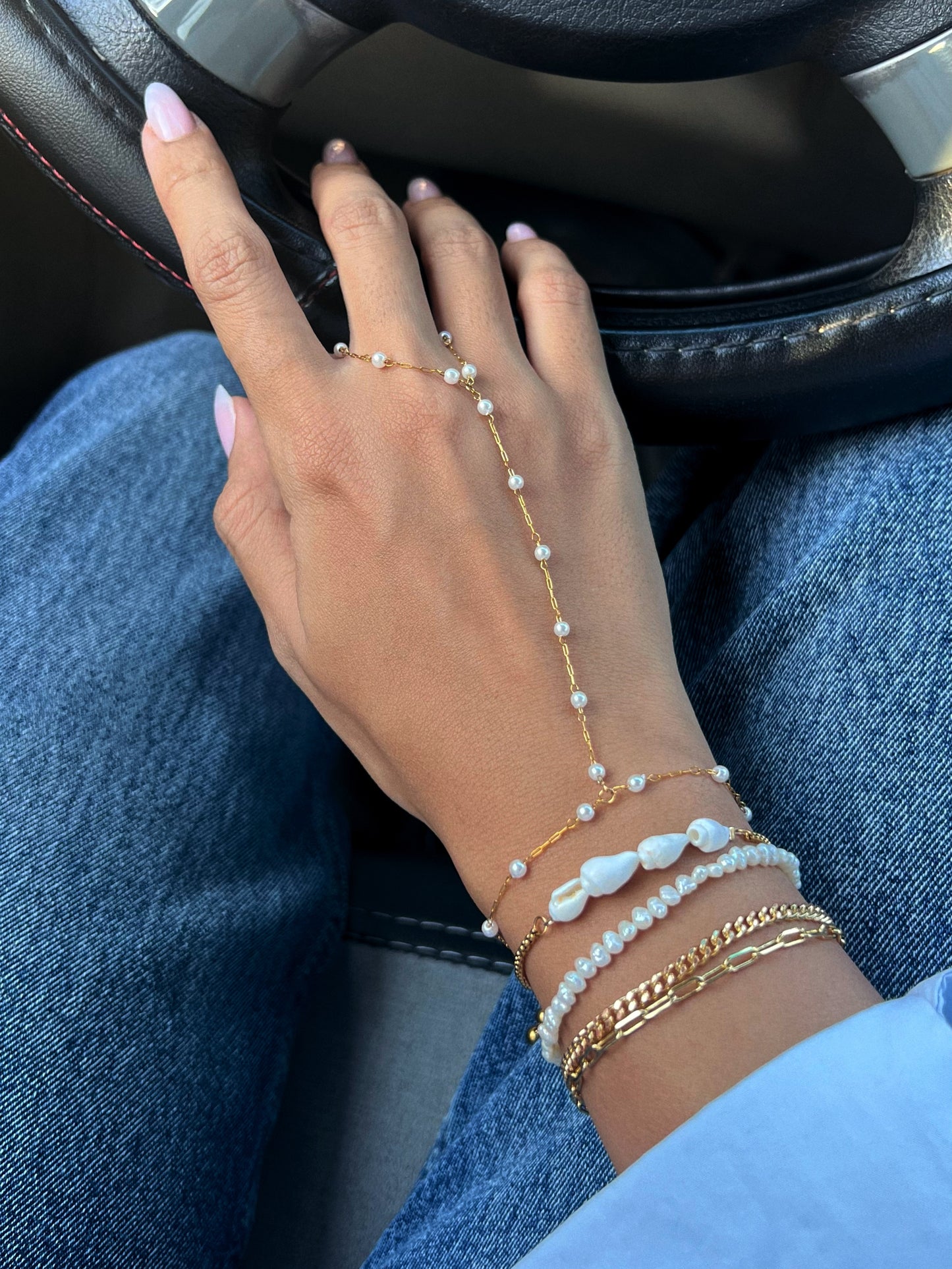 All pearls hand chains