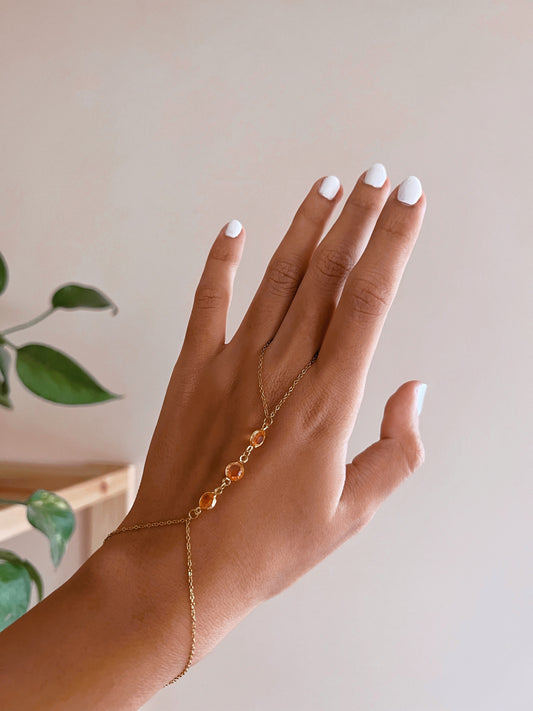 pink stones hand chains